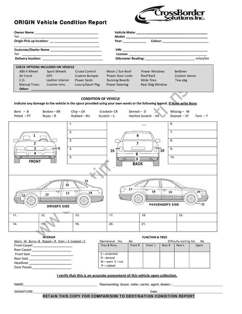 Vehicle Condition Report Templates - Word Excel Samples