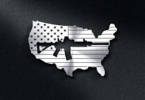 Us Flag With A Gun Cut Out Design DXF File | Vectors File