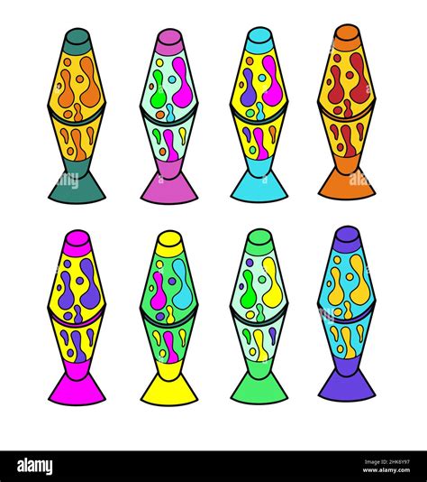 Lava lamp set. Funny hippie 60s,70s style lava light. Psychedelic,groovy,trippy. Vector ...