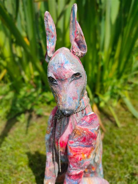 Red dog statue Greyhound statue Fabric sculpture Textile toy | Etsy