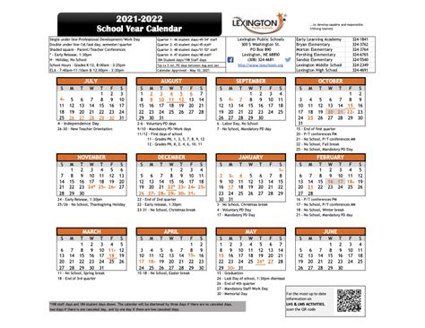 Calendar – Lexington Public Schools