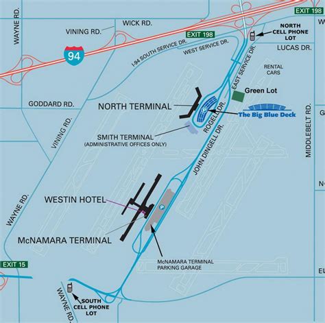 Dtw terminal map - Dtw parking map (Michigan - USA)