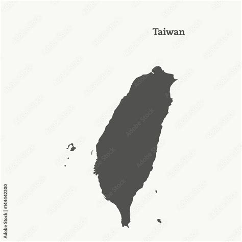 Outline map of Taiwan. Isolated vector illustration. Stock Vector ...