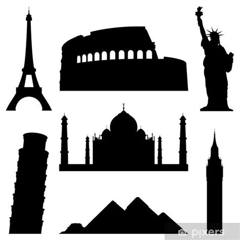 Sticker Ensemble de 7 silhouettes de lieux célèbres du monde. - PIXERS ...