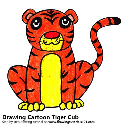 How to Draw a Cartoon Tiger Cub (Cartoon Animals) Step by Step ...