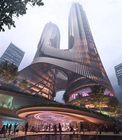 The sci-fi-style twin skyscrapers by Zaha Hadid that will be as tall as the Empire State ...