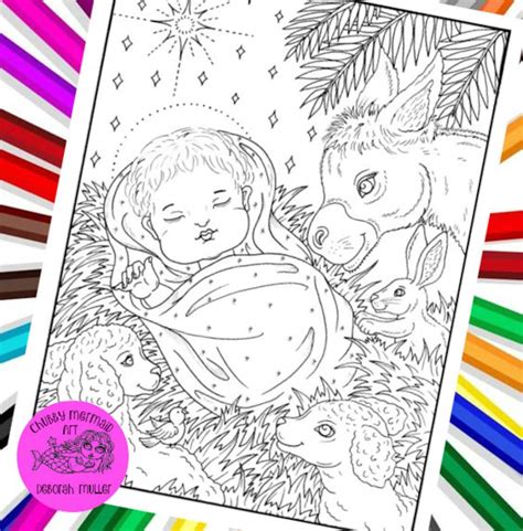 Manger Christmas Coloring Page. Pdf, Digital Download. Christmas Page ...