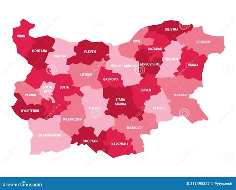 Bulgaria - Political Map of Provinces Stock Vector - Illustration of area, topography: 215498327