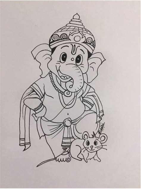 Ganpati Bappa Drawing Outline | Ganesha Drawing