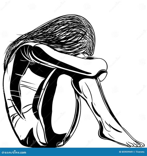 Sad Teenager Girl Lonely Expression Stock Vector - Illustration of grief, flat: 85959949