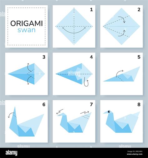 Origami tutorial for kids. Origami cute swan Stock Vector Image & Art - Alamy