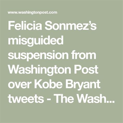 Felicia Sonmez’s misguided suspension from Washington Post over Kobe ...