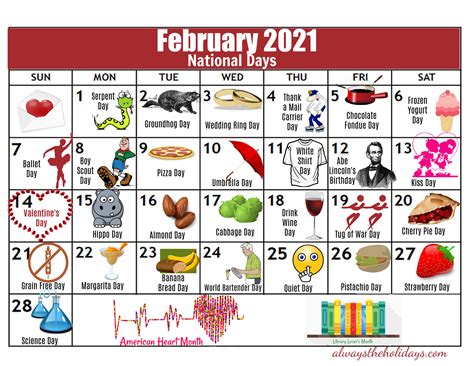 National Day Calendar Feb 2022 - May Calendar 2022