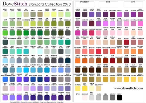 Aida OR Evenweave OR Linen Fabric Color Chart - DoveStitch.com