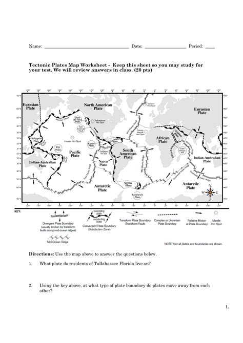 Tectonic Plates Map Worksheet - Keep This Sheet So You May Study for Your Test - DocsLib