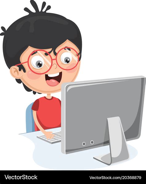 Kid with computer Royalty Free Vector Image - VectorStock