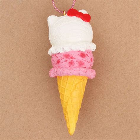 Hello Kitty white pink ice cream light orange cone squishy - modeS4u