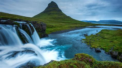 / Snæfellsnes, , , Iceland, waterfall, hills, river, Iceland, HD ...