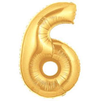 Gold Number 6 Balloon, Gold Sixth Birthday Decoration