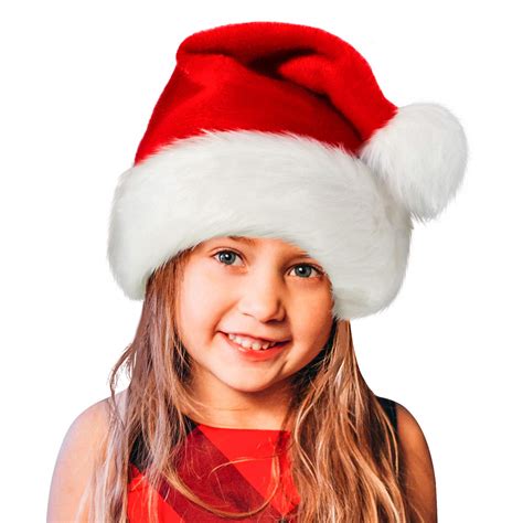 Santa Hat,Xmas Holiday Hat for Kids,Unisex Velvet Comfort Christmas Hats Extra | eBay