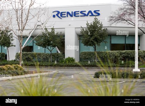 A logo sign outside of a facility occupied by the Renesas Electronics ...