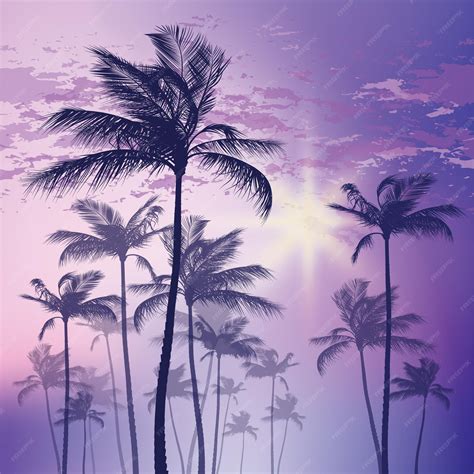 Premium Vector | Silhouette of palm tree and sunset sky