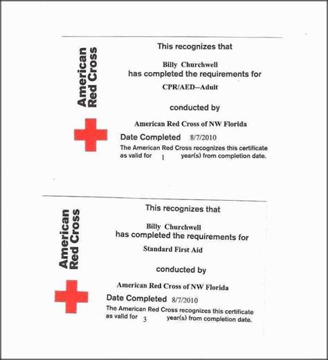 Cpr Certification Card Template