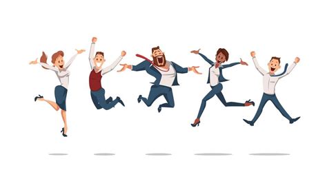 Happy Office Workers Jumping. Vector Illustration. 338963 Vector Art at ...