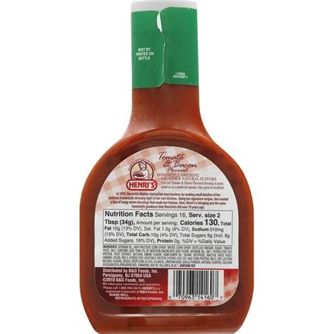 Henris Dressing, Homestyle, Tomato & Bacon Flavored (16 oz) - Instacart