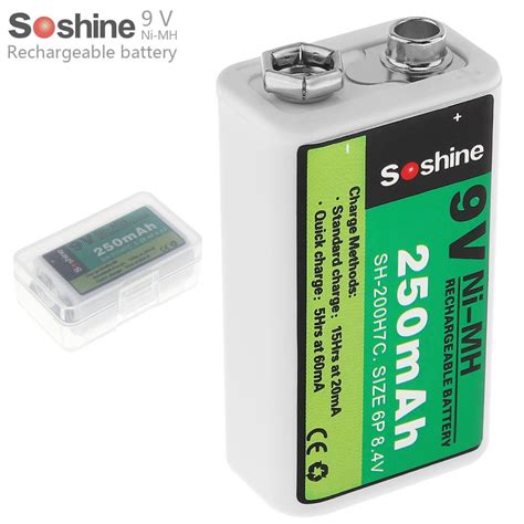 Aliexpress.com : Buy Soshine 9V 6F22 250mAh Ni MH Rechargeable Battery 6LR61 NIMH Battery ...
