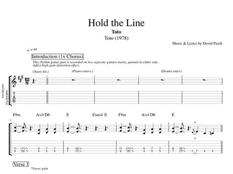 "Hold the Line" · Toto || Guitar + Bass || Tabs + Sheet music + Chords — Play Like The Greats .com