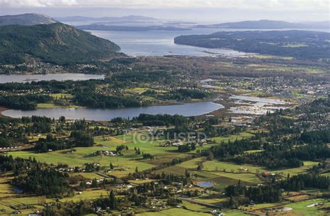 Aerial view of Duncan city on Vancouver Island, British Columbia, Canada. — canadian, horizontal ...