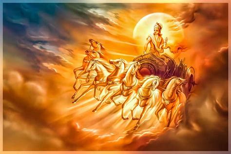 surya dev with seven running horses chariot painting Left view | Seven ...