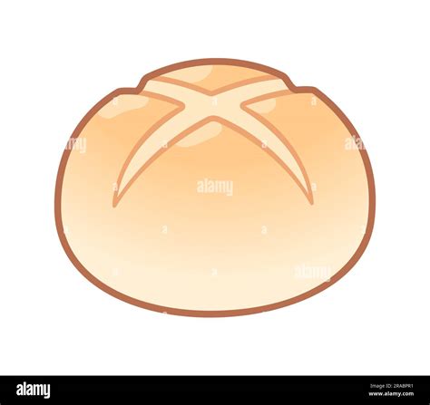 Wheat bun or bread loaf scored with cross shape. Cute cartoon vector illustration Stock Vector ...