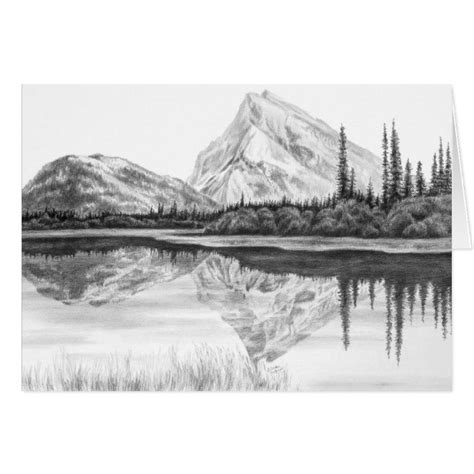 Mountain-Lake Landscape Drawing by Kelli Swan | Zazzle | Landscape sketch, Landscape pencil ...