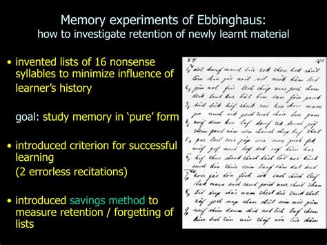 PPT - A pioneer of the scientific study of memory: Hermann Ebbinghaus ...