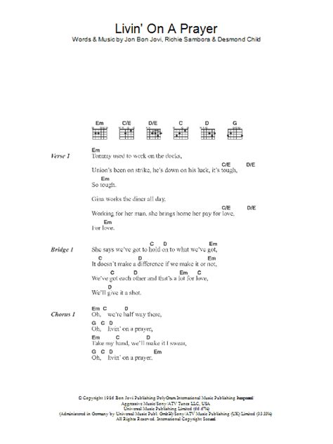 Livin' On A Prayer by Bon Jovi - Guitar Chords/Lyrics - Guitar Instructor