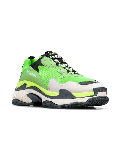 Balenciaga Leather Lime Green Triple S Sneakers for Men - Lyst