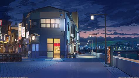 Night Aesthetic Night Anime Street Background, Anime Street Night HD ...