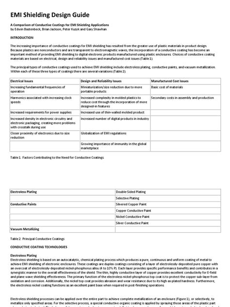 EMI Shielding Design Guide | PDF | Paint | Electrical Resistivity And Conductivity