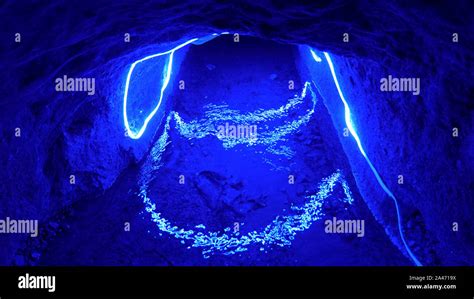 Underground tunnel for mountain spring water in Turpan Karez Well museum, Xinjiang Province ...