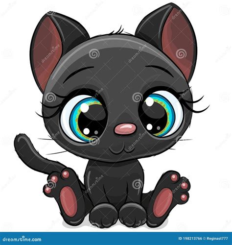 Caricatura De Gatito Negro Sobre Fondo Blanco Ilustración del Vector - Ilustración de gatito ...