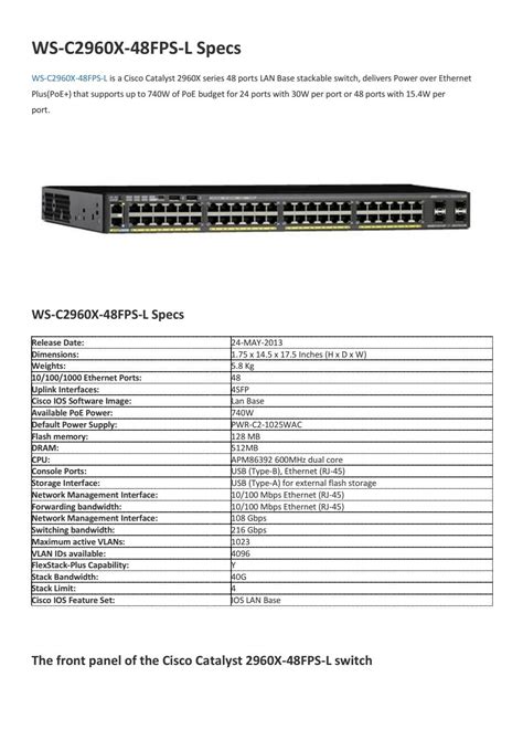 WS-C2960X-48FPS-L Specs by Genevicost - Issuu