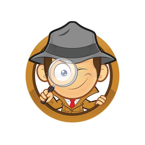 Detective Holding a Magnifying Glass with Circle Shape Stock Vector ...