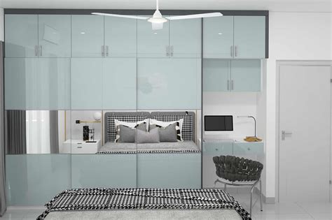 Light Blue Sliding Wardrobe Design | Livspace