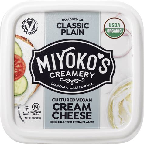 Miyokos Creamery Cream Cheese, Cultured Vegan, Classic Plain (8 oz ...