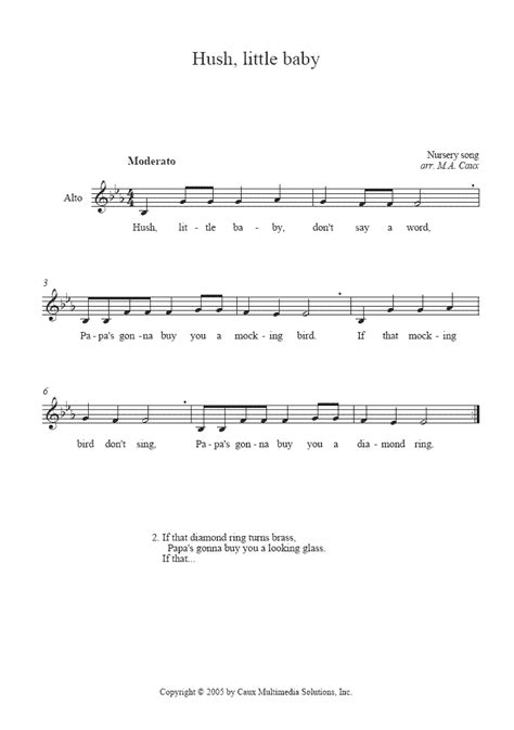 Hush, Little Baby - Alto Voice – Sheetmusic2print