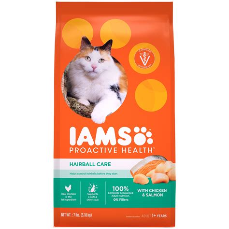 Iams Proactive Health Adult Hairball Care with Chicken & Salmon Dry Cat Food, 7 lb - Walmart.com ...