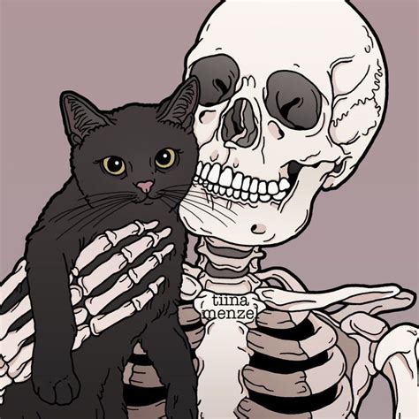 🖤🐱 #blackcat #catandskeleton #catfriend | Cat art, Skeleton art, Skull art