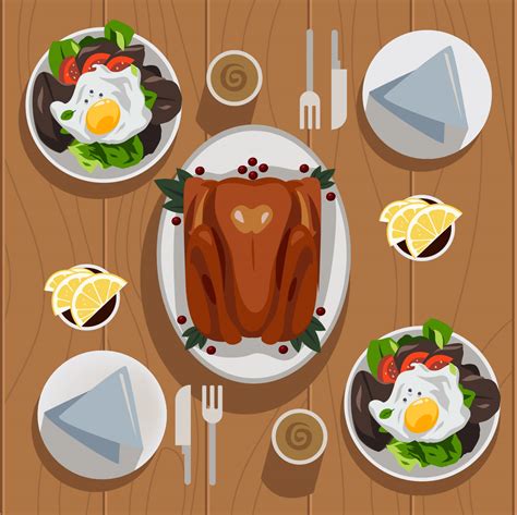 thanksgiving table 260976 Vector Art at Vecteezy